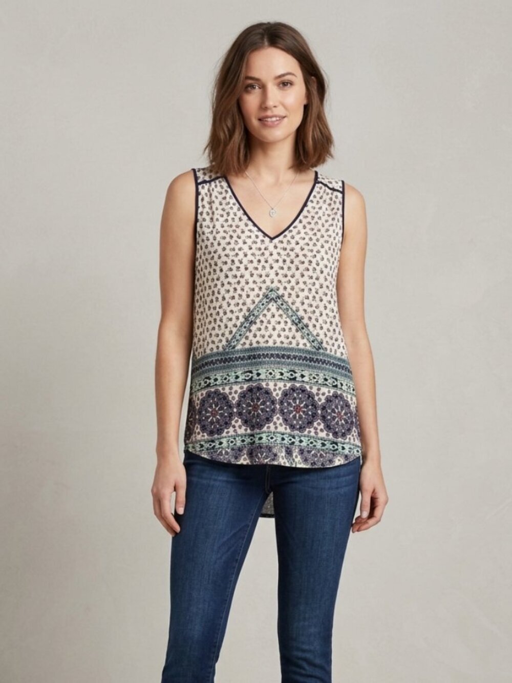 Anthropologie Skies Are Blue Boho 100% Rayon Floral Top